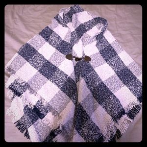 Blue and White Plaid Cape